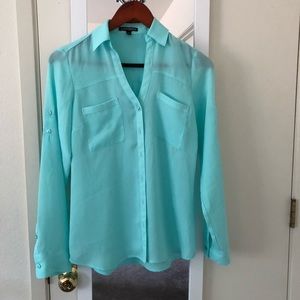 Express Turquoise button down blouse